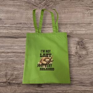 Green Sloth Print Tote Bag